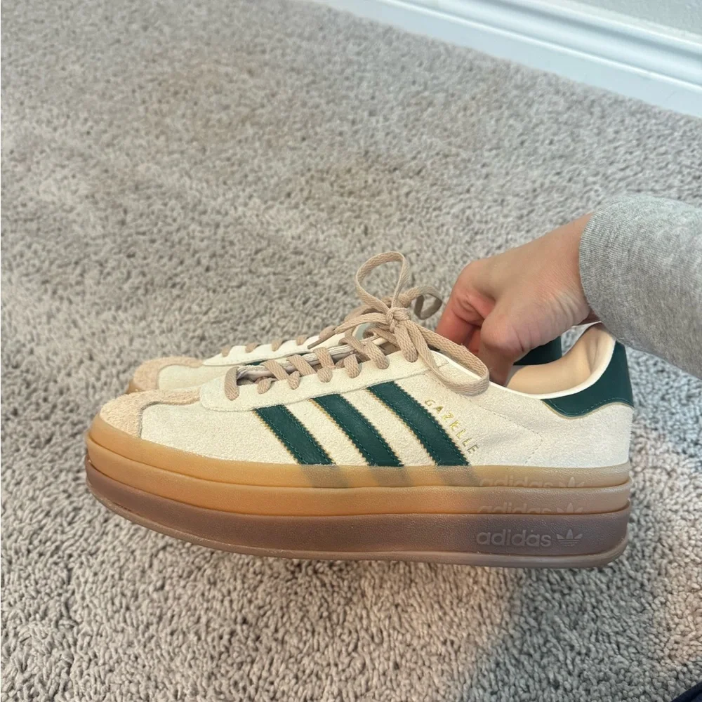 Adidas Women's Gazelle Sneakers - Green and Beige - Picture 2 of 6